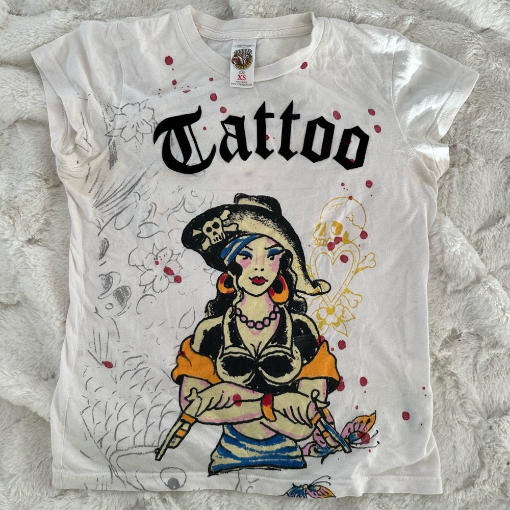 Tattoo Graphic White Women's Top